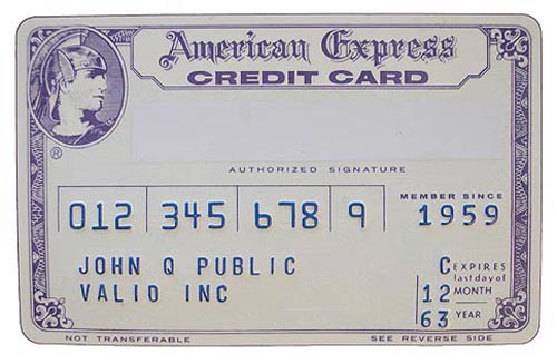 American Express AMEX First Plastic Card from 1960s American Express AMEX First Plastic Card from 1960s