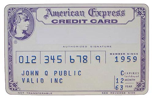 American Express AMEX First Plastic Card from 1960s