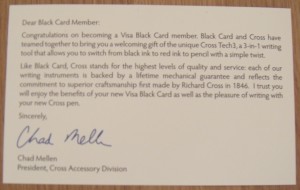visa black card cross pen letter visa black card cross pen letter